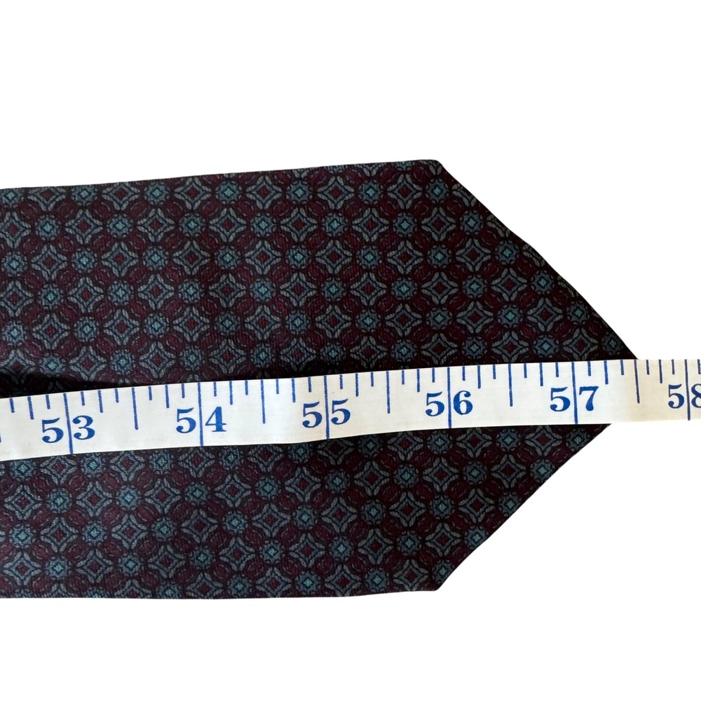 Lanvin Paris Silk Tie Set Bundle 2 Floral Geometric Grey Burgundy Made in Italy - Picture 5 of 8